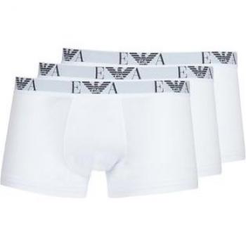 Emporio Armani Men's White Cotton Boxer Trunks - 3-Pack, Size XXL (38/39/32)