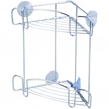 BATHSTAGE B-400 - Rinconera doble, 30 x 28 x 18 cm, color plateado