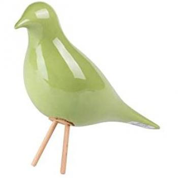 Figura Decorativa Cerámica Pájaro Elegante Verde 25x10x21 cm