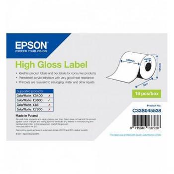 Epson C33S045538 White High Gloss Continuous Label Roll 102mm x 33m (Original)