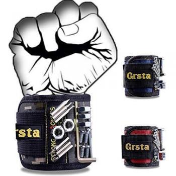 Grsta Muñequera Magnetica Con 15 Potentes Imanes, Cinturon De Herramientas De Bricolaje,Que Sostienen Tornillo,Clavos,Perno,Broca, Herramientas coche pladur, Regalo Navidad Para, Regalos Para Hombres