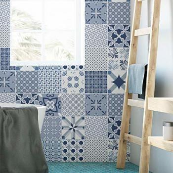 Ambiance-Live col-tiles-ROS-A995_10x10cm Pegatinas de Pared, Multicolor, 10 x 10 cm, Set de 16 Piezas