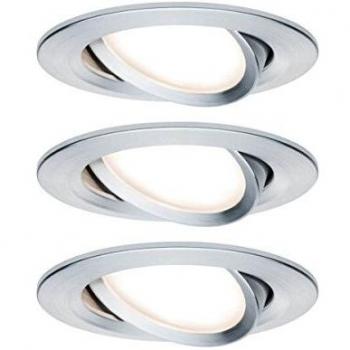 Kit de 3 focos empotrados LED Nova Coin, ajustables, 6W, 2700K, redondos, aluminio