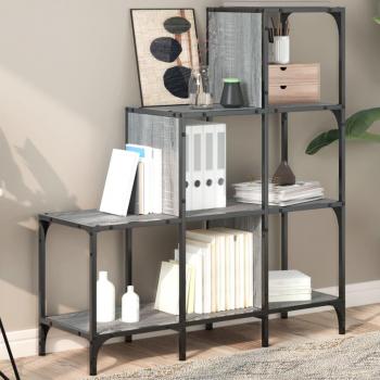 Estantería de madera de ingeniería y metal 92x30x102 cm en color negro, roble sonoma y roble ahumado para oficina, estudio y dormitorio - mueble de almacenaje tipo estantería/librería