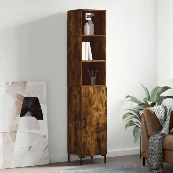 Aparador de madera contrachapada roble ahumado 34,5x34x180 cm - Marrón