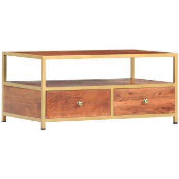 Mesa de centro de madera maciza de acacia 90x50x40 cm