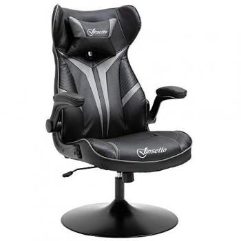 Silla Gaming Ergonómica Vinsetto con Función Mecedora, Giratoria y Regulable en Altura - Color Negro/Grey