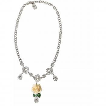 Dolce & Gabbana Gray Crystal Roses Pendant Necklace, Size: ONE SIZE