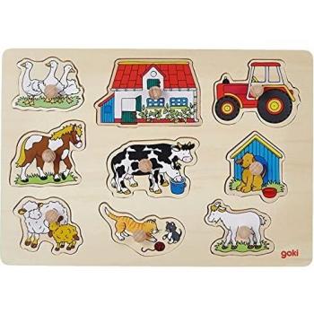 Puzzle de Madera Granja I - 9 Piezas con Mangos para Niños