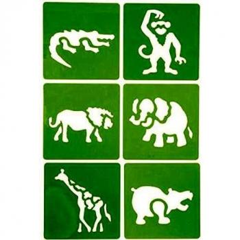 Set de 6 Pochoirs de Plástico - Animales de la Selva - 14 x 15 cm - Mixto - Infantil