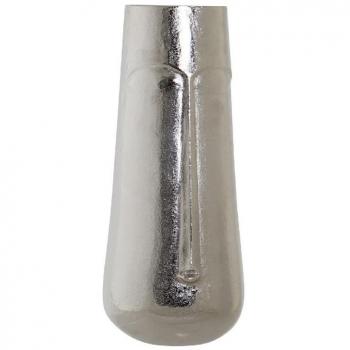 Jarrón aluminio 18x18x40 cara plateado