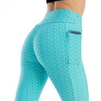 Push Up Leggings para Mujer con Bolsillo, Leggins Mujer Deporte con Bolsillo Alta Mujer Malla Celular Pantalón de Yoga Leggings, Anti-Celulitis Deportivos para Yoga Pilates Fitness
