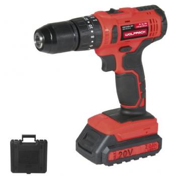Taladro atornillador 20 V con 2 velocidades y percutor, batería de 2 Ah, par de apriete de 35 Nm