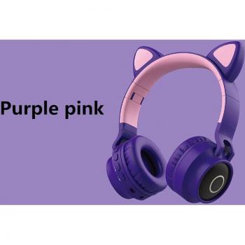 Auriculares Inalámbricos Brillantes con Orejas de Gato para Niños, Bluetooth 9D con Soporte para Tarjeta TF, Compatibles con iPhone y Android, con Micrófono