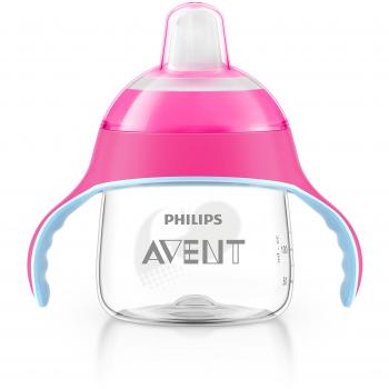 Philips Avent SCF751/07 - Vaso con boquilla blanda, diseño pingüino, para 6 meses, 200 ml, color rosa y blanco