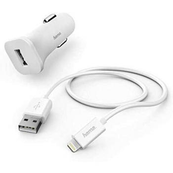 Kit de Carga para Coche Hama, Mechero, Lightning, 1 A, Color Blanco