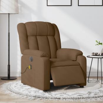 Sillón Reclinable de Masaje Eléctrico en Tela Marrón para Personas Mayores