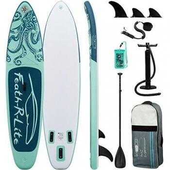 Feath-R-Lite Tabla de surf de remo, paddleboard ajustable completa, con accesorios, remo ajustable, bomba, mochila de viaje ISUP, correa, bolsa impermeable, 320 x 76 x 15 cm