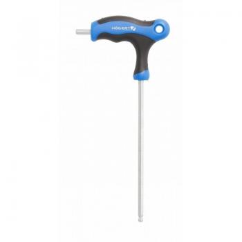 Llave hexagonal tipo T con bola 4 mm Högert Technik - Largo - Acero S2 - Resistente a la deformación y abrasión - Mango en forma de T