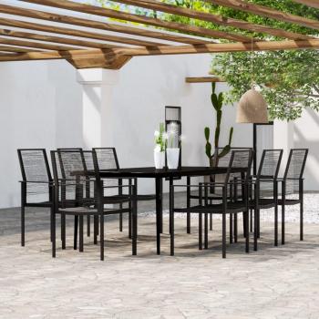 vidaXL 9-Piece Black Garden Dining Set