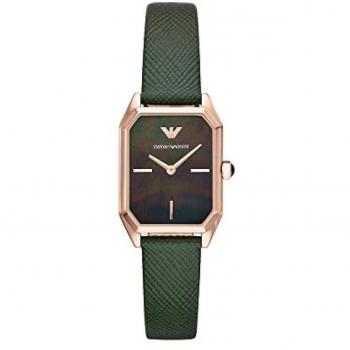 Emporio Armani AR11498 Men's Black Leather Strap Quartz Watch with White Dial and Chronograph Function, 43 mm Black Stainless Steel Case