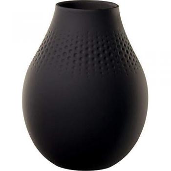 Villeroy & Boch Collier Noir Vase Perle No. 2, 16x16x20 cm, Premium Porcelain, Black