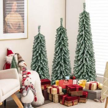 Realistic Snowy Pre-Lit Artificial Christmas Tree Set (4ft, 5ft, 6ft)