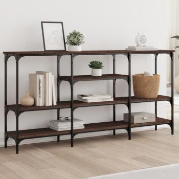 Mesa consola de madera de ingeniería 160x29x80 cm en color negro, roble sonoma y roble ahumado, ideal como mesa de sofá o mesa auxiliar para salón y recibidor