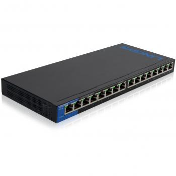 Linksys LGS116-EU switch de red no administrado Gigabit de 16 puertos, concentrador Ethernet para casa y oficina con carcasa metálica, montaje de sobremesa o en pared, divisor Ethernet, plug and play