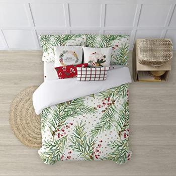 Funda Nórdica Navidad Laponia 4 - 100% Algodón con Botones, Multicolor, 240x220 cm