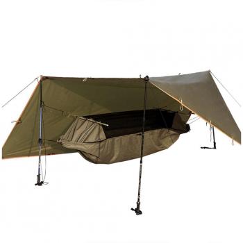 FREE SOLDIER Camping Hamaca táctica Tarp Kit-2 Persona Ligero Impermeable portátil Columpio con mosquitera Lluvia Volar Tienda Lona 2X Cintas Colgantes para Senderismo