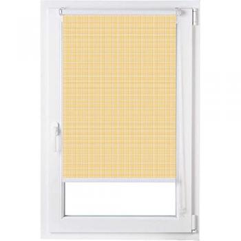 Estor Enrollable Translúcido Estampado Vichy-1 Amarillo para Cocina | Fácil Instalación Sin Taladrar | 50 x 150 cm