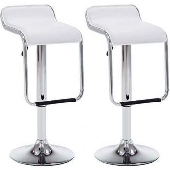 vidaXL 2X Taburetes de Bar Giratorios Cuero Artificial Blancos Mobiliario Casa