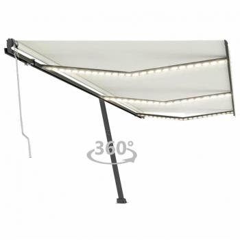Toldo automático con LED sensor de viento crema 600x300 cm