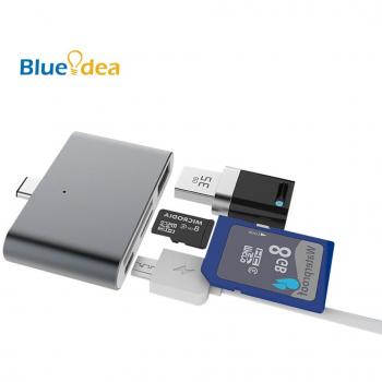 blueidea® Type C lector de tarjeta de memoria OTG adaptador Hub Reversible PD Cargador para MacBook, matebook, etc. gris gris