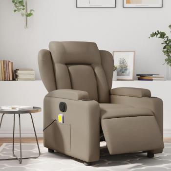 Sillón de masaje eléctrico Capuccino Simile, sillón reclinable de masaje eléctrico en cuero sintético color capuchino, marca Vidaxl, color marrón