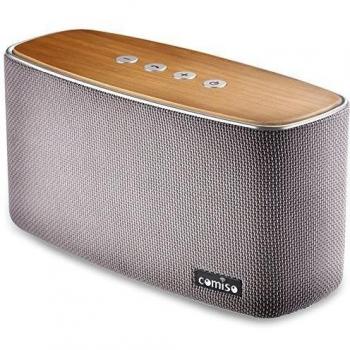 Altavoz Bluetooth Estéreo Premium 20W Con Radiador Pasivo, COMISO [Nature Audio] [Gris] Bambú Madera Casa altavoz con