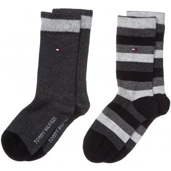 Tommy Hilfiger TH Kids Basic Stripe Sock Pack de 2 Calcetines para Niños, Negro
