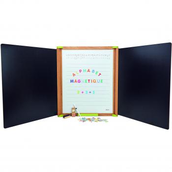 Pizarra Magnética Multifuncional de Madera Jeujura - Triptych 153x66 cm con Accesorios