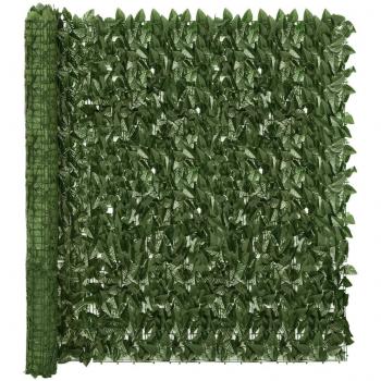 vidaXL Balcony Screen with Dark Green Leaves 400x150 cm