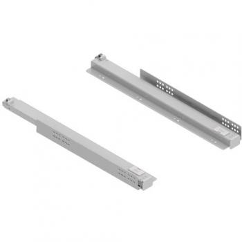 Juego de Guías para Estante Extraíble Plata Mate, incluye guías de amortiguación para estantes extraíbles con dimensiones de 44 mm de altura y 480 mm de longitud, compatible con baldas de 16/19 mm,