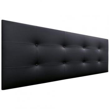 Cabecero Acolchado Capitonné Tapizado en Polipiel Negro 150x60cm con 8cm de Grosor para Cama Matrimonio e Individual