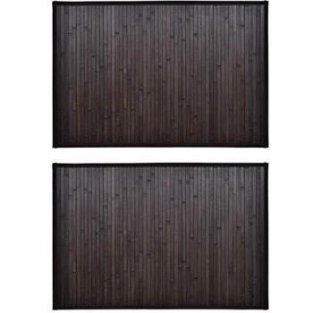 vidaXL 2x Alfombrillas de Baño Bambú Accesorios Servicio Modernas Ideal Decoración Base Antideslizante PVC Resistentes Duraderas Marrón Oscuro 60x90cm
