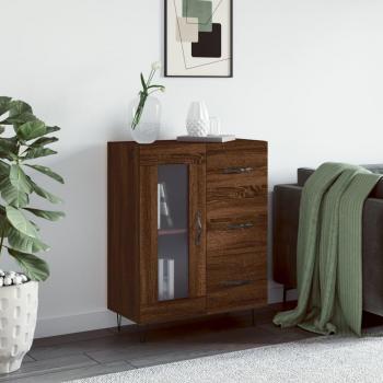 Aparador de madera contrachapada y madera de ingeniería marrón roble 69,5x34x90 cm Mueble de Almacenaje de Salón, Buffet para salón, Armario Auxiliar, Armario de Almacen