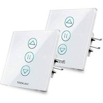 [4ta generación] Control de porcentaje Temporizador de persiana enrollable Smart Wlan con temporizador, TEEKAR Control de voz Interruptor de persiana enrollable WIFI Funciona con Alexa