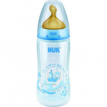 Nuk First Choice - Biberón cuello ancho látex T1-M, 300 ml, color azul