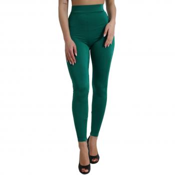 Dolce & Gabbana Green Nylon Stretch Slim Leggings Pants - IT40|S, Female, Size: XS