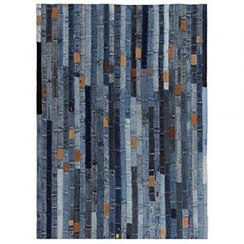 vidaXL Alfombra Patchwork Cinturilla Vaqueros Azul 80x150cm Decoración Hogar