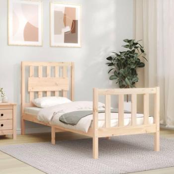 Cama Individual Pequeña con Cabecera de Madera Sólida vidaXL