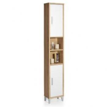 Estantería de Baño Gala 8901 - Mueble de baño en color blanco y wengué con diseño moderno, material resistente, dimensiones adecuadas para espacios pequeños y capacidad de almacenamiento optimizada